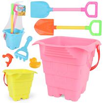 Summer Beach Toy Bucket Large Number Children Beach 6 Pieces Shovels Combined Dramatic Water Bath Toy Seaside