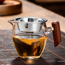 Crown hair Glass Road cup tea leak one set thick heat-resistant Tea Tea Tea uppice kung fu tea set side handlebar male Cup