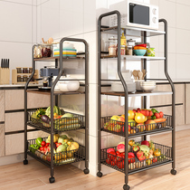 Kitchen shelf microwave storage cabinet snack vegetable basket floor multi-layer multi-function storage rack