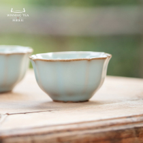 Famous Jingxian Ru porcelain interpretation language flower tea peoples Ru Kiln tea cup Kung Fu Tea cup Master cup Single cup Single ceramic