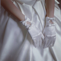 Bridal Wedding Gloves Lace White Bow Wedding Gloves Wedding Wedding Gloves Short Satin Gloves