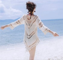 Summer seaside vacation beach skirt Bikini blouse openwork swimsuit jacket Beach sunscreen coat womens swimsuit outside 