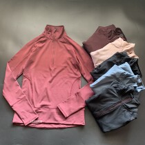 Sports top female fat MM plus velvet warm yoga clothing half zipper stand collar autumn and winter outdoor running fitness clothes