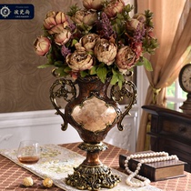European luxury simulation Vase ornaments living room TV cabinet dining table dried flower arrangement American Chinese retro decorations