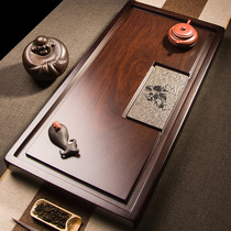 Natural whole black sandalwood tea tray solid wood tea table household drainage kung fu tea tray living room black stone Tea Sea