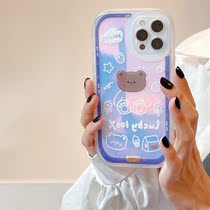 Cartoon cute brown bear head laser IPhone12ProMax phone case for Apple 11Promax female