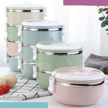 Japanese creative insulated lunch box stainless steel grid 1 student cute bento box 3 layers 2 layers adult multi-layer 4 lunch box