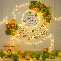Male and female baby full moon 100 days one year old childrens scene decoration background wall Birthday glowing balloon package