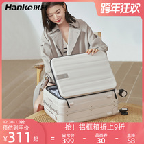Hanke aluminum frame front opening cover boarding luggage female 20 inch suitcase password box light and strong trolley case male 24