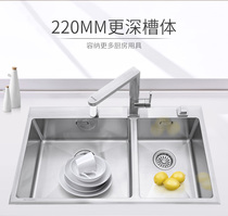Pulemei KB195(Primy)SUS304 stainless steel kitchen sink manual double tank table to control the water