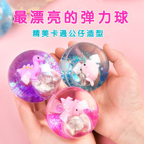 Luminous flash light ball hand grabbed rubber ball jumping ball bouncing power crystal ball with rope childrens baby educational toy