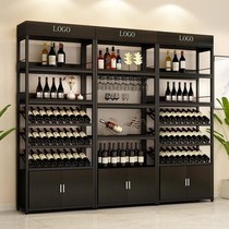 Red wine cabinet supermarket liquor rack winery floor cabinet storage iron display cabinet rack wine rack