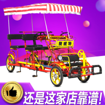 Luxury four-wheeled sightseeing car rental Steering wheel one-wheel double multiplayer four-person Ovit bike