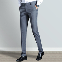 Summer casual business mens trousers Korean straight slim professional dress mens casual pants plus velvet non-iron trousers