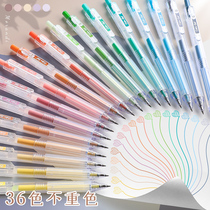 Color push pen to take notes special high-value INS Wind girls hand account pen multi-color retro press-type hand account pen wholesale girl Morandi color pen neutral pen ball bead water pen stationery