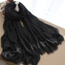 New pure black cotton linen scarf Lady Spring and Autumn thin shawl winter warm scarf Joker long