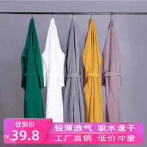 Bathrobe women Summer thin spring and autumn sexy long couples a pair of cotton nightgown hotel absorbent bathrobe robe men