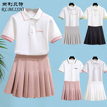 Summer golf dress womens lapel short-sleeved T-shirt blouse womens sports pleated skirt skirt skirt skirt women