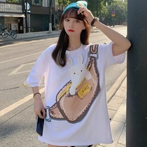 Ancient short-sleeved t-shirt womens summer 2021 loose Korean version tide ins Port wind Harajuku wind net red super fire half-sleeve top clothes