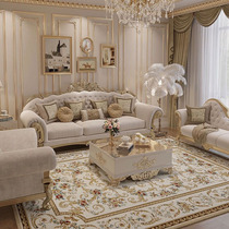 Style Romantic Palace Court Wind Light Extravagant Solid Wood Sculptures Floral Trio Sofa New Vintage Lavish Guest Hall Furniture Composition