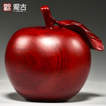 Safflower pear wood carving Apple ornaments mahogany Ping fruit home living room TV cabinet decoration crafts housewarming gift