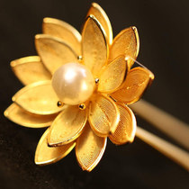 Wonders ingenuity Lotus Pearl hairpin 999 silver gold-plated Hanfu accessories ancient women hair ornaments ancient hair hairpin