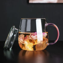 Glass home teacup with a lid office high temperature transparent cup children drink tea tea tea cup