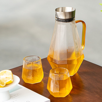 Renxin heat-resistant explosion-proof household glass cold water kettle Cool white open large capacity kettle Juice tie pot set water cup