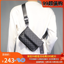 European Station Day Ensemble Casual Mens Single Shoulder Bag Genuine Leather Plaid Male Flip Flop Satchel Backpack Yingren Trend Mobile Phone Bag