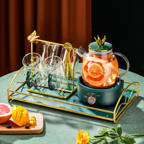 Nordic British light luxury high-end glass flower tea tea set Tea cup Fruit cooking teapot set Afternoon tea household net celebrity