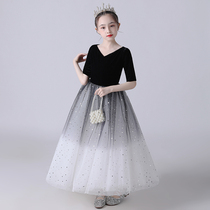 Childrens evening dress girl princess dress puffy gauze flower girl high-end wedding dress girl host piano performance dress