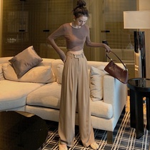 High waisted thin wide leg pants hanging down feeling mop the floor long pants Summer 2020 New loose Joker casual pants women