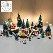 Mini Santa Christmas Tree Microscape Baked shop windows Decorative Creative Material Small Pendulum Snowman Accessories
