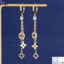 Au750 gold earrings pure 18K gold stud earrings imported Mosan diamond earrings classic hollow presbyx line women