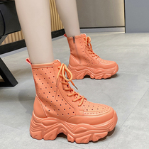 High-top hollow womens shoes 2021 summer new all-match thick-soled heightening Martin boots leisure sports cool boots hole boots
