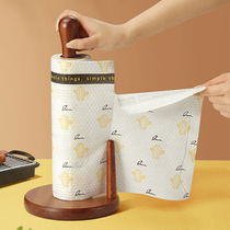 Creative solid wood tissue rack kitchen non-perforated raised absorbent paper oil absorbent roll paper storage rack vertical cling film rack