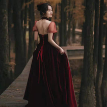 Velvet toast Bride Red 2021 New Engagement Evening Dress Back Dress Wedding Thanksgiving Banquet Autumn
