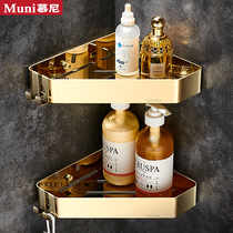 Golden bathroom triangle shelf without punching 304 stainless steel toilet wall - mounted bathroom collection frame