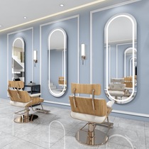 Net Red Barber Shop Mirror Salon Salon mirror simple with lamp Beauty Mirror monomirror LED one hair salon dedicated