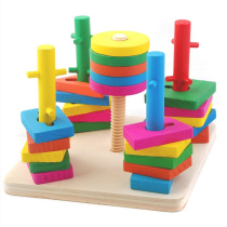 Children Early to teach male and female babies Puzzle Force Geometric Shapes Pairing Five Columns of Pillar Building Blocks Toys 1-2-3-6 years old