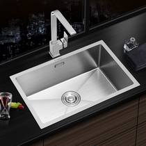 German household 304 stainless steel sink large single tank kitchen wash basin sink table padded handmade Basin