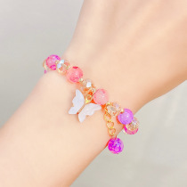 Children Glazed String Beads Bracelet Princess Cartoon Crystal Flowers Bracelet Handstring Jewellery Students Cute Bracelets Hand Accessories