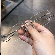 Anti-blue radiation computer glasses borderless myopia man can be equipped with anti-fatigue male flat light eye protection frame tide tide