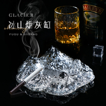 Crystal Light Extravagant Ashtrays Creativity Living Room Office Iceberg Snowy Mountain Home Glass Anti Fly Ash Cigar Cylinder Pendulum