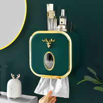 Toilet tissue box wall-mounted light luxury toilet paper box punch-free pumping paper box toilet toilet paper roll rack