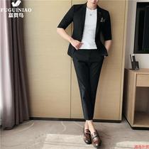 Rich bird summer mens suit short-sleeved Korean version slim mid-sleeve small suit suit thin three-point sleeve jacket tide