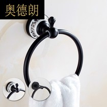 AD space aluminum antique towel ring European black bronze towel rack bathroom pendant American pastoral black bath towel
