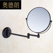 Double-sided triple enlarged bathroom mirror black bronze makeup mirror all copper beauty mirror rotating folding mirror vanity mirror y