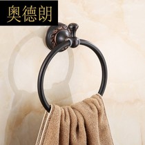 American black all copper antique towel ring bathroom retro wall hanging perforated creative towel hanging bathroom hardware pendant
