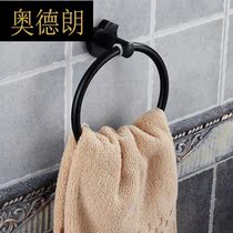 American black towel ring space aluminum bathroom towel ring black ancient toilet towel bar non-perforated antique pendant